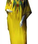 Yellow Beads and Stone Work Georgette Hand Stiched Arab Islamic farasha