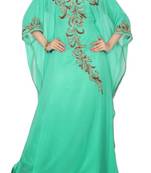 Turquoise Beads and Stone Work Georgette Hand Stiched Arab Islamic farasha