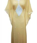 Biege Beads and Stone Work Georgette Hand Stiched Arab Islamic farasha