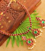 Beautiful Gold Plated kemp Temple Necklace Set -DJ14225