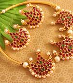 Gorgeous Moon Pendant Temple Designer Necklace Set