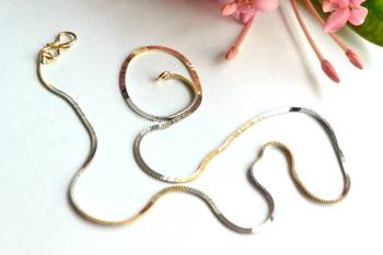 Dual Toned Designer Silver Golden Necklace Chain 1
