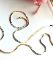 Dual Toned Designer Silver Golden Necklace Chain