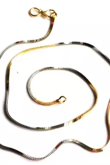 Dual Toned Designer Silver Golden Necklace Chain