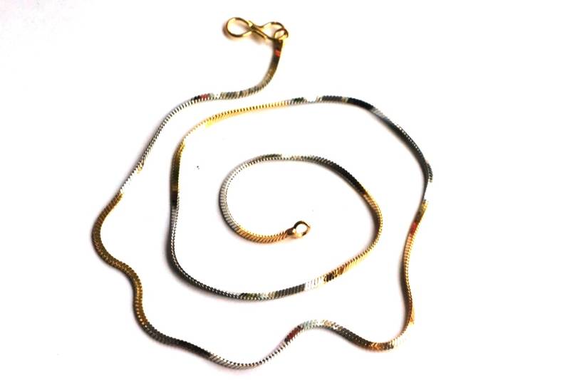 Dual Toned Designer Silver Golden Necklace Chain