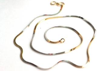 Dual Toned Designer Silver Golden Necklace Chain 3
