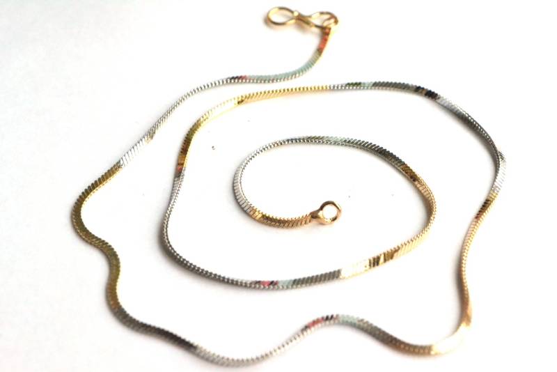 Dual Toned Designer Silver Golden Necklace Chain