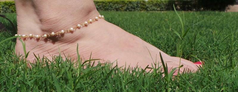 Pearl Stone Adjustable Anklet Set Pair