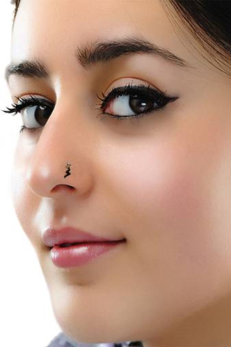 Black Zig Zag Designer Bold Meenakari Eork Nose Pin or Ring