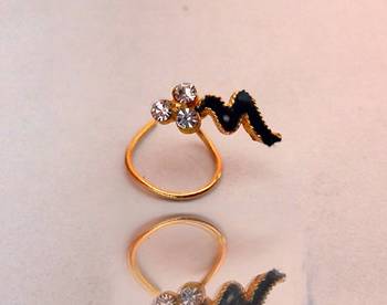 Black Zig Zag Designer Bold Meenakari Eork Nose Pin or Ring 2