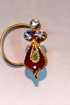 Designer Bold Maroon Nose Pin