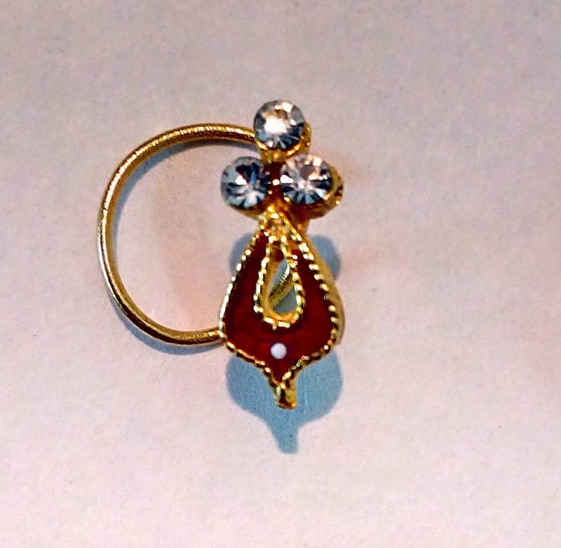 Designer Bold Maroon Nose Pin