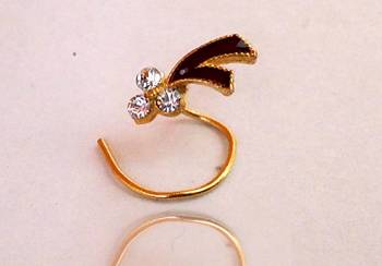 Designer Diamond Studed Maroon Meenakari Work Nose Ring Or Nose Pin 2