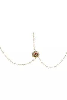 Meenakari Green - Red Agate Stone Maang Tikka