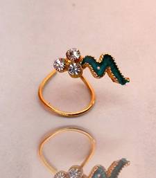 Green Zig Zag Designer Bold Meenakari Eork Nose Pin or Ring