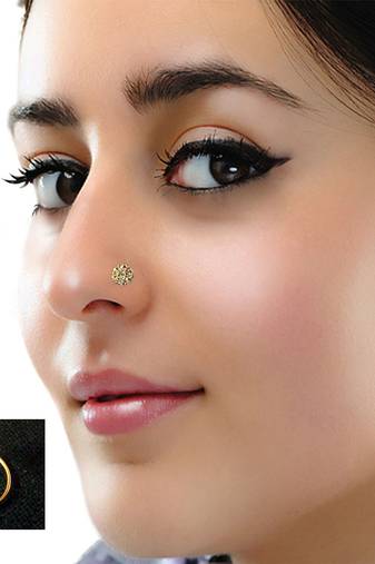 Designer 8 Diamond Stone Golden Nose Ring
