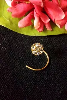 Designer 8 Diamond Stone Golden Nose Ring