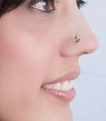 Greenish Blue Floral Diamond Studed Nose Ring Or Nose Pin
