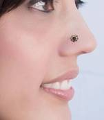 Blue Floral Diamond Studed Nose Ring Or Nose Pin
