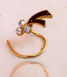 Designer Three Stone Maroon Meenakari Work Nose Pin