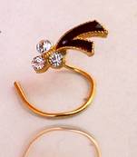 Designer Three Stone Maroon Meenakari Work Nose Pin