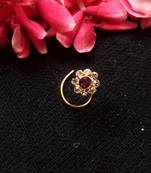 Purple Floral Diamond Studed Nose Ring Or Nose Pin