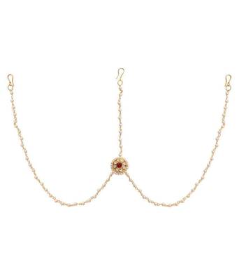 Designer Agate Stone Pearl Chained Maang Tikka 2