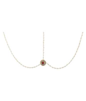 Designer Agate Stone Pearl Chained Maang Tikka 3