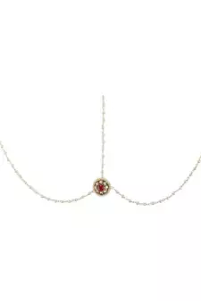 Designer Agate Stone Pearl Chained Maang Tikka
