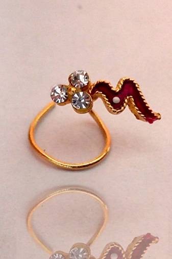 Maroon Zig Zag Designer Nose Pin