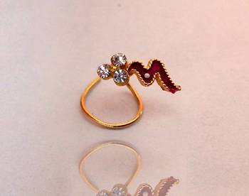 Maroon Zig Zag Designer Nose Pin 1