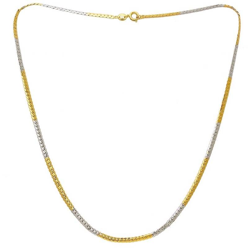 Dual Toned Designer Silver Golden Necklace Chain