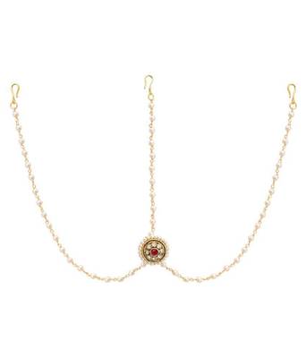 Designer Agate Stone Pearl Chained Maang Tikka 2
