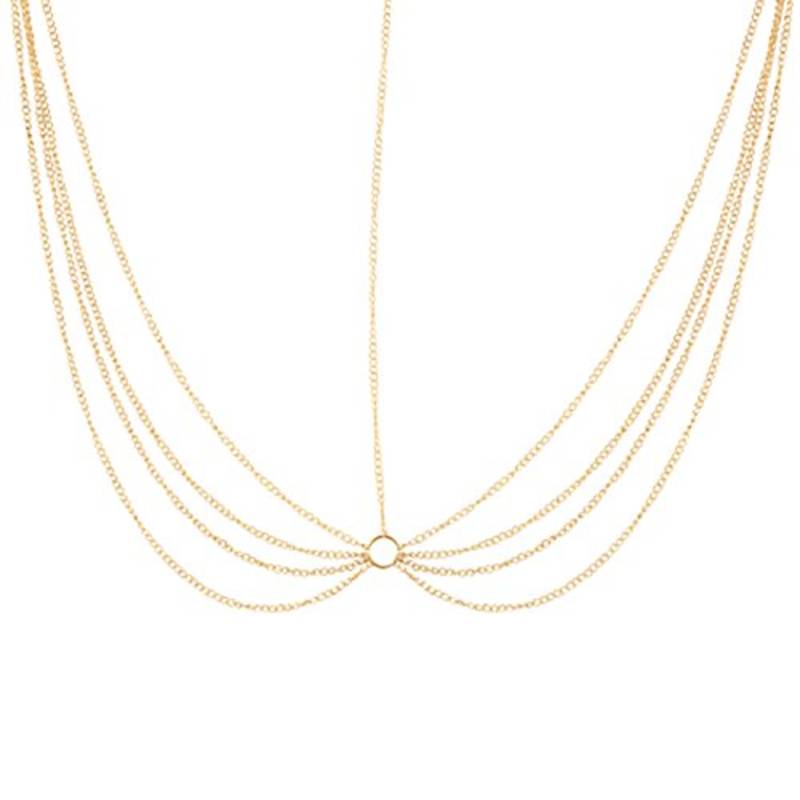 Simple Designer Golden Chain Multi layered Maang Tikka