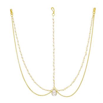 Pearl Stone Designer Americal Diamon Stone Maang Tikka 1