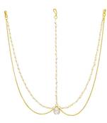 Pearl Stone Designer Americal Diamon Stone Maang Tikka