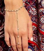 Designer Golden Fine Quality Pearl Chained Adjustable Haath Phool or Hand Accessory