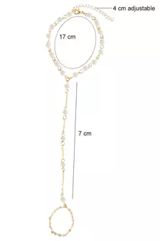 Designer Golden Fine Quality Pearl Chained Adjustable Haath Phool or Hand Accessory