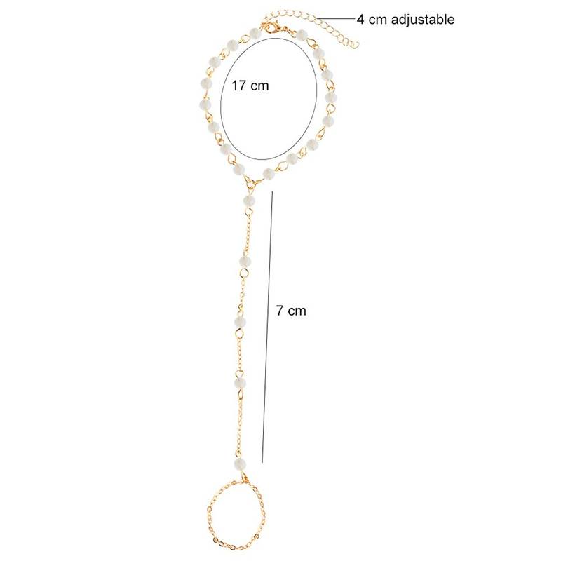 Designer Golden Fine Quality Pearl Chained Adjustable Haath Phool or Hand Accessory