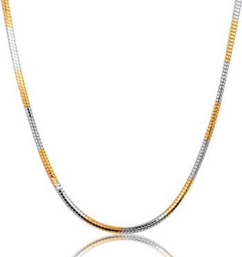 Dual Toned Designer Silver Golden Necklace Chain 1