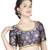 Front Open Self Work Blue Brocade Blouse
