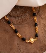 Black beads and mushti (1+2)mangalsutra with diamond kasitali one gram gold