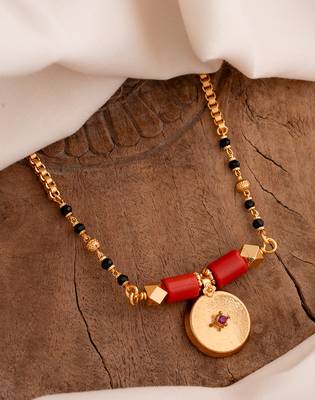 Golden box chain and black beads mangalsutra karimani LONG 30" with big single vati  one gram gold 1