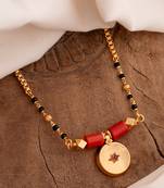 Golden box chain and black beads mangalsutra karimani LONG 30" with big single vati  one gram gold