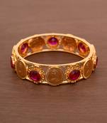Golden bangle with rani coin and ruby stones one gram gold