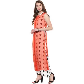 Red printed chiffon kurtas-and-kurtis 4
