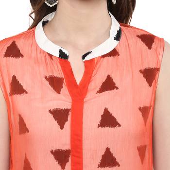 Red printed chiffon kurtas-and-kurtis 5