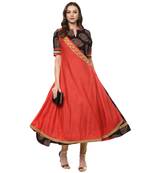 Peach printed rayon kurtas-and-kurtis