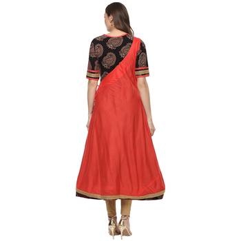 Peach printed rayon kurtas-and-kurtis 2