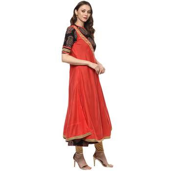 Peach printed rayon kurtas-and-kurtis 3